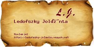 Ledofszky Jolánta névjegykártya